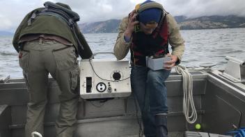 Listening for acoustic pinger to locate sub-surface mooring