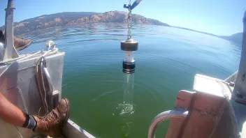 Sediment corer being deployed in Upper Arm